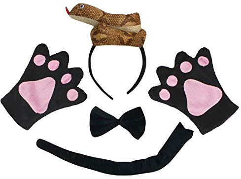 Petitebelle 3D Headband Bowtie Tail Gloves 4pc Adult Costume (3D Brown Snake, One Size)