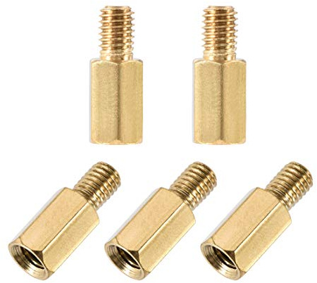 sourcing map M5 x 12 mm + 7 mm männlich-weiblich Messing Hex PCB Motherboard Abstandhalter Abstandshalter für FPV-Drohne Quadcopter, Computer und Leiterplatten, 5 Stück