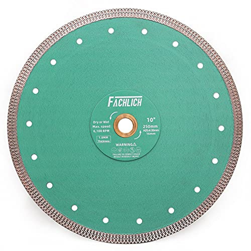 FACHLICH Diamond Porcelain Cutting Disc 250MM/10 Ceramic Tile Cutting Blade X Mesh Turbo Diamond Blade for Tile Marble Ceramic Porcelain