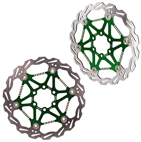LvTu MTB Fahrrad 160mm Bremsscheibe Rotor 6 Bolzen Grün 105g mit Schrauben (Color : 2pcs, Size : 160mm)