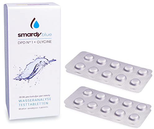 smardy 40 Pastillas de prueba Fotómetro - 20x DPD1 y 20x Glycine para Bromo, Prueba de Dióxido de Cloro