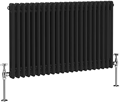 NRG Radiateur traditionnel 2 colonnes horizontales en fonte Noir 600 x 1010 mm