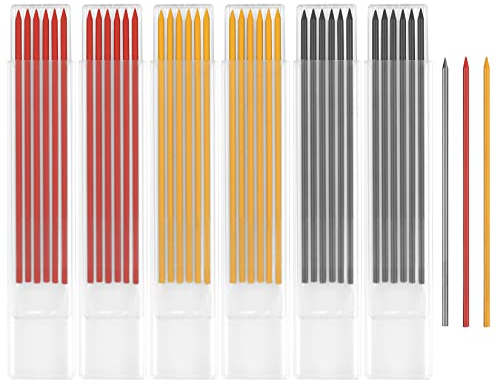 Heozhuyi 36 Stk 2,8 mm Tieflochmarker Bleistiftminen, Tischler Loch Bleistift Ersatzminen Tieflochmarker Minen, Druckbleistift Markierstiftminen für Konstruktionen Markierung.