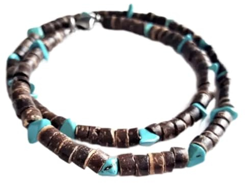FnnEmg Halskette Herren Männer Afrikanische Halskette Mode Afrikaner Perlen Schmuck Trend Surfer Halskette Herren Geschenk Holz Strand Halskette Halskette Damen (Color : 5, Size : 55cm)