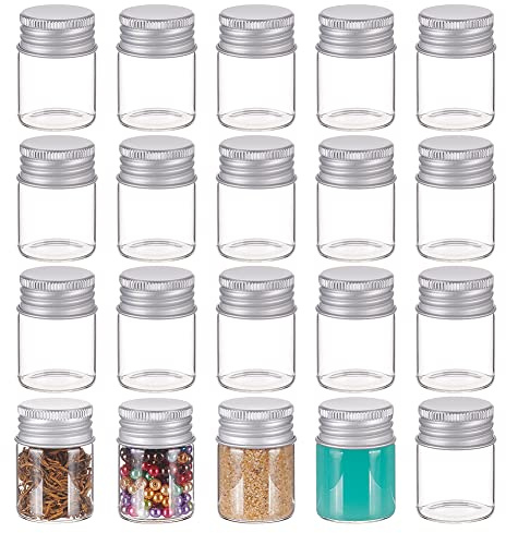 BENECREAT 20 Packung 15 ml Winzige Glasflaschen, Probenfläschchen Glasflaschen Mit Aluminium Schraubverschlussdeckel Für DIY-Schmuck-Accessoires Hochzeitsgeschenke Dekorationen