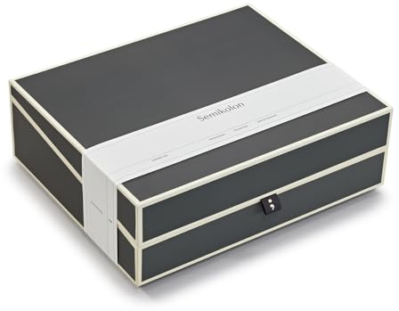 Semikolon 370089 Dokumentenbox - Aufbewahrungs-Box für Dokumente A4, 31,5 x 26 x 10 cm - lava stone grau