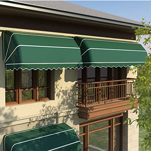 BPILOT Fenstermarkisen & Vordächer- Tür Markise- Vollständig Montiert Polyester Segeltuch- Markise Regensicher Sonnenschutz Mit Metall-Halterungen for Außen Veranda Garten (Color : Green, Size : 120