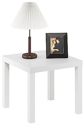 Furinno Classic Homey Tavolino Quadrato, Legno ingegnerizzato, Bianco, 1-Confezione