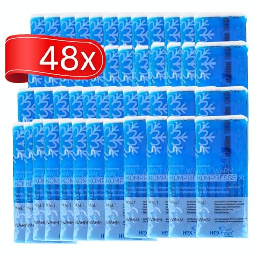 48x HPXfresh® Mehrfach-Kompresse für Kalt und Warm Anwendungen in der Größe 12x29cm | mikrowellengeeignet | Mehrfach Kalt- Warm Kompresse, Gelkompresse (12x29cm, 48)