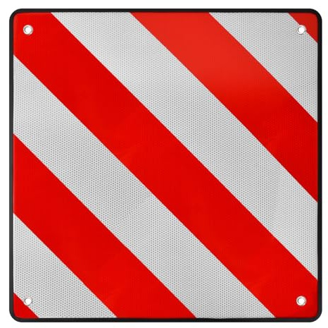 Catime Reflective PVC Warning Sign, 2-in-1 Red White Striped Sign, 50 x 50 cm, Italy Spain Portugal, Motorhome, Bicycle Carrier, Caravan, Rear Carrier