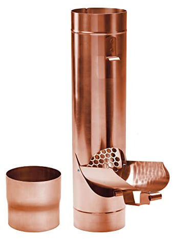 Fallrohrklappe Kupfer mit Sieb DN 120 inkl. Adapter Regenwasserklappe Regenrohrklappe zum Befüllen von Regentonnen, Regenfässer und kleineren Regenwassertanks.
