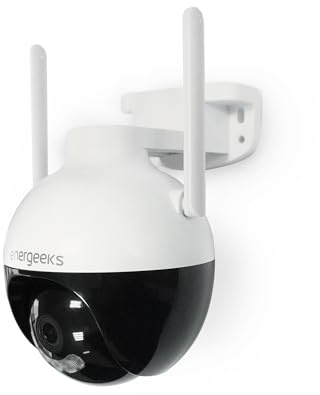 energeeks Defender III - Cámara Vigilancia Exterior WiFi - IP66-4 MP - Detección Movimiento/Sonido - Visión Nocturna - Audio Bidireccional - Luces LED y Sirena - Almacenamiento SD/Nube