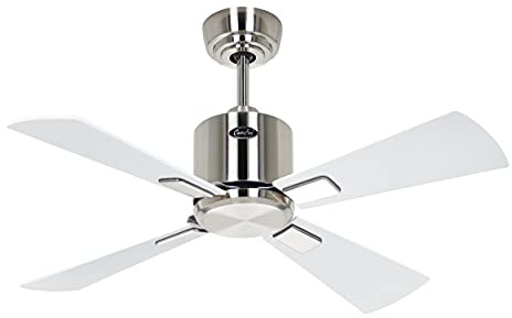 CasaFan Ventilateur de plafond 942031W Eco Neo III 92 cm avec moteur Wi-Fi chromé brossé/pales réversibles blanc et gris