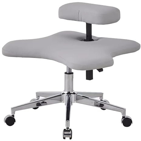 ASerZenith Schreibtisch-Kniestühle, Bürostuhl für das Sitzen im Schneidersitz mit Rädern, höhenverstellbarer Kniestuhl mit Beingurt, tragbar, Meditationsstuhl für Computer,Gray1