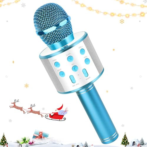 Micrófono Bluetooth, Micrófono de Karaoke Portátil Niña Niños, USB Dinámicos Juguetes Regalos para Niños y Niñas de 3 a 12 Años