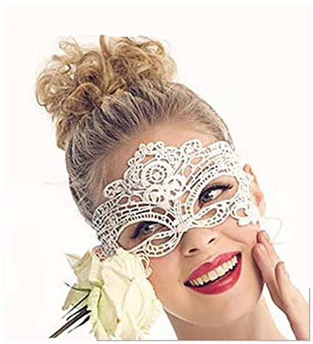 Schlafmaske Sexy spitze maske frauen dame weiße schwarze augenmaske for weibliche aushöhlen blind blinden fleckige patch exotisch nackt sexy spiel Augenmaske Schlafmaske(White)