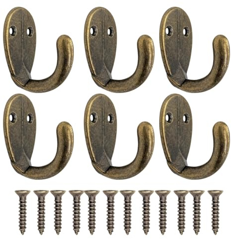 6 Stück Haken Garderobe, Garderobenhaken Vintage, Kleiderhaken Garderobe, Kleiderhaken Vintage, Handtuch-Haken, Vintage-Stil, Geeignet Zum Aufhängen Von Mänteln, Schals, Handtüchern, Hüten