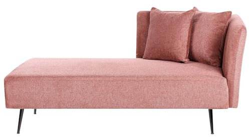 Beliani Chaiselongue Stoff rot rechtsseitig mit Kissen Lehne Metallgestell modern Riom