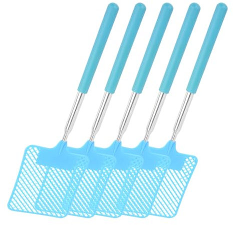Matamoscas extensibles, juego de 5 raquetas portátiles extra largas con alcance de 30 pulgadas | Herramienta resistente para deshacerse de las moscas al aire libre, viajes, hogar, dormitorio, comedor
