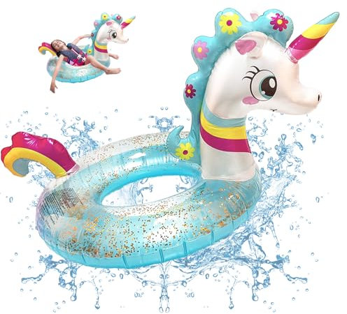 Schwimmring Einhorn, Darryy Schwimmtiere Einhorn, Schwimmparty, Einhorn Schwimmtier, Schwimmreifen, Schwimmring, Sommer, Strand (Grün, 70)