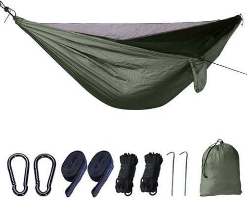 Hamaca Mosquitera For Acampar Al Aire Libre, Paracaídas For Una Sola Persona, Tela De Malla, Hamaca Elástica For Acampar(Gr�n)