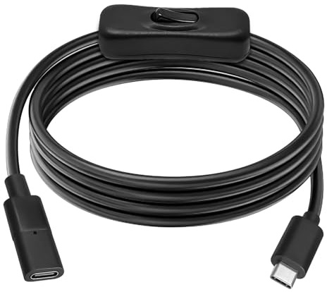 1 m USB Type-C-kabel, 10 Gbit/s, USB C hane till hona förlängningskabel med strömbrytare, video/data/PD-laddningsstöd för mobiltelefoner, surfplattor och datorer