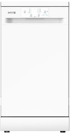 HYE Dishwasher - Slimline Dishwasher With 9 Place Settings, 45cm, Compact & Freestanding Design, White, ECO Program, Quick Wash, Quiet (49 dB) - DW0109PW19