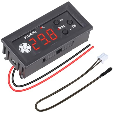 ICrduioo DC 12V 4-Draht Lüfter Drehzahlregler Lüftertemperaturregler mit Digitale Anzeige Temperatur und Drehzahl Unterstützt 3A Lüfter PWM 25KHz