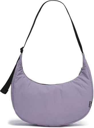 JOLLQUE Borsa a tracolla in nylon, a mezza luna, leggera, per donne, uomini, grandi gnocchi casual Hobo borsa con tracolla regolabile Plus Size amichevole, Lilla, 36 x 20 x 10 cm