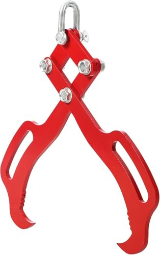 GarveeHome 18 in Logging Tongs with 2 Claws, Log Grapple Hook for Timber and Firewood, 360 Degree Swivel, Heavy Steel Log Grabber for Tractor, Skidder, Material Handling, 3000 LB Capacity, Red