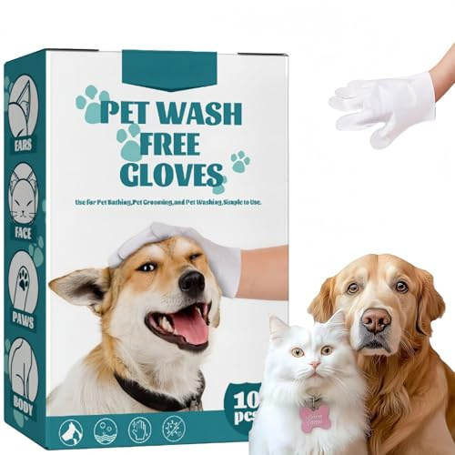 10PCS Pet Wipes for Dog and Cat Cleaning Gloves, Grooming Wipes for Fur Face Paws Ears, Waterless Wash Free Pet Glove Wipes, Pet Hair Removal Glove, Dog & Cat Wipes for Daily Care & Traveling