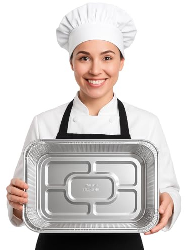 JOKOLO “Heavy-Duty Aluminum Foil Tray Tin Foil Trays 400mm x 270mm x 80mm Large Disposable Roasting Pan (Large Capacity 5000 ML) (Pack of 10)
