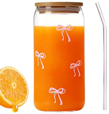 Genérico Vasos De Con Tapas Y Pajitas,Botella Con Lazo De 500ml,Taza Para Bebidas | Para Adolescentes Femeninas Café Helado Té Agua Para Beber Bar Hogar Y Cocina