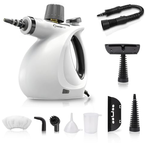 SakerPlus Steam Disinfection Cleaner, Handheld Pressurized Steamer with 9-Piece Accessories for Multi-Surface Cleaning, Natural Sanitization for Kitchen, Floor (1 x Steam Cleaner Kit)