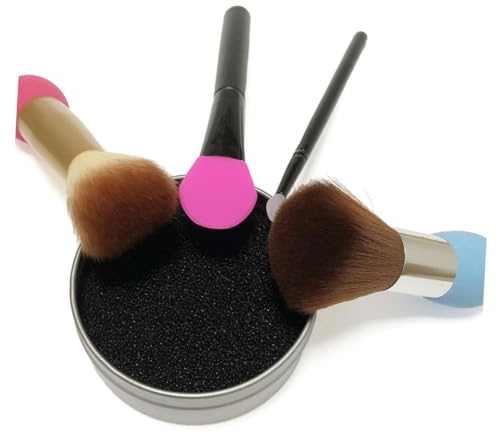 jojofuny Esponja Limpiadora para Brochas de Maquillaje Caja de Limpieza Rápido para Secado Kit 7 Piezas 1 Esponja Capa y 6 Recambios de Algodón Herramienta para Limpieza Seco Adecuado