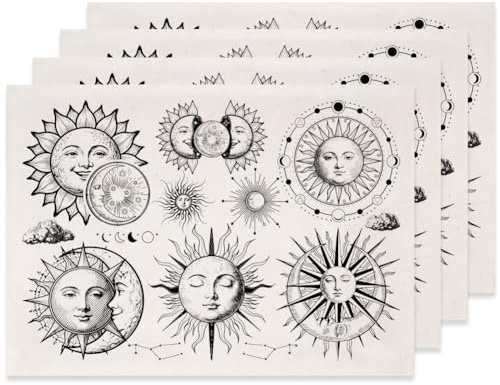 SUPERDANT 4 Stück Sonne Und Mond Unterglasur Transfers Für Keramik Gotische Transferpapiere Schwarze Keramik Abziehbilder Transfer Aufkleber Für Töpfer DIY Bastelbedarf