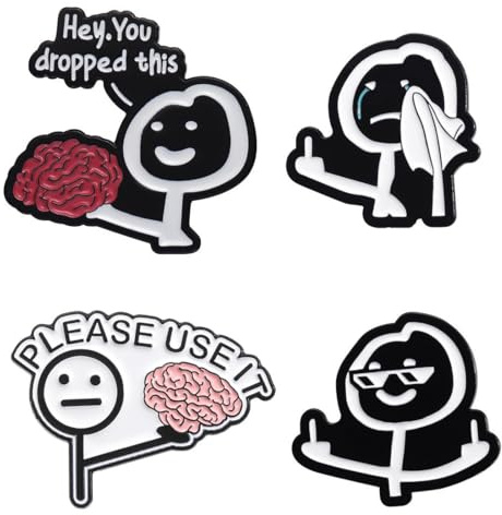 Lot de 4 broches en émail noir amusant, Drôle Épinglette En Métal, Broches Épingles Personnalisée, Mignon Épingles En Émail Broches Revers Badge, Pour Sacs De Vêtements Sac à Dos Vestes Accessoires