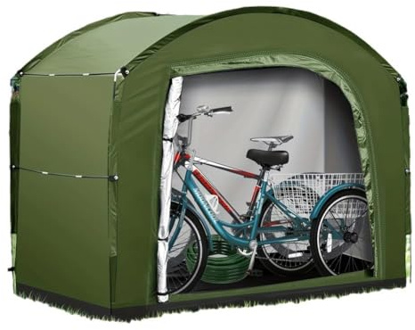Garaje Exterior para Bicicletas y Motos – Impermeable, Resistente a Rayos UV – Tela Oxford 210D – Montaje Sencillo jardín, Caza y almacenaje – hasta 5 Bicicletas o 3 Motos – Verde 220