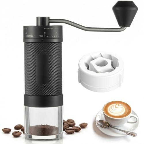 Manual Coffee Grinder with 40 External Adjustable Settings, Portable Hand Coffee Bean Mill for Espresso, Pour Over, French Press, Ceramics Burr Hand Crank Coffee Grinder for Home, Office & Travel