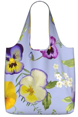 YWPCOIUYB Flores de pensamiento,Bolsas de compras reutilizables, bolsas de supermercado plegables, bolsas de gran capacidad