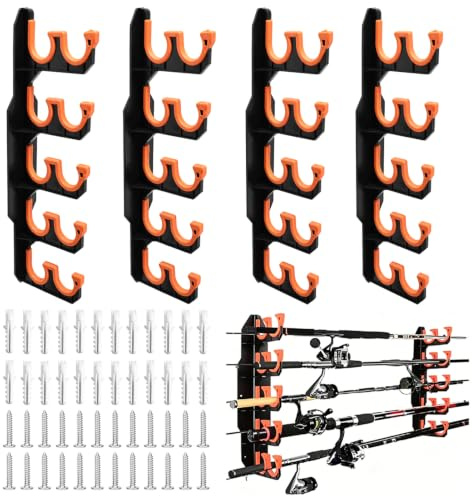 ASOFTY 2 Paar Angelrutenhalter Wand, Rutenständer Angelruten mit Silikon-Schutzpolster, Fishing Rod Rack, Decken oder Wandmontage, Angelständer Angelhalter für Garage, Bootshäusern, Werkstätten