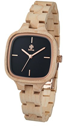 Zeitholz Holzuhr Damen, Analoge Uhr Rosswein 32mm aus natürlichem Holz gefertigt mit japanischem Quarzwerk