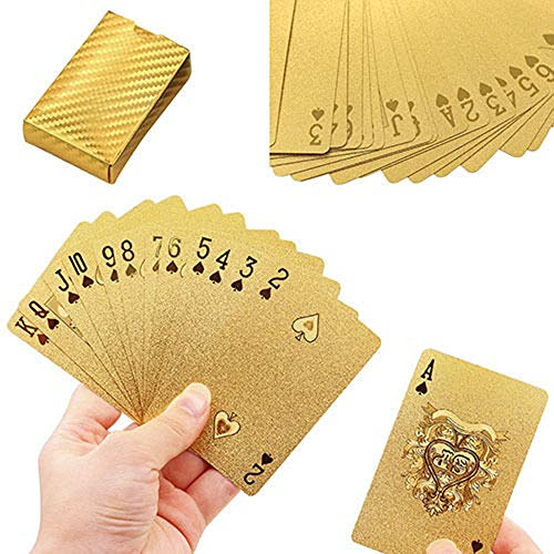 Enjoyer Goldene Spielkarten Deck Gold Silber Folie Poker Set Magic Card 24K Gold Plastikfolie Poker Langlebig Wasserdicht Karten Geschenk (#3)