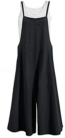 MINTLIMIT Cotton Linen Overall Loose Strap Sleeveless Long Baggy Playsuit Jumpsuit Dungarees Wide Leg Casual Pants