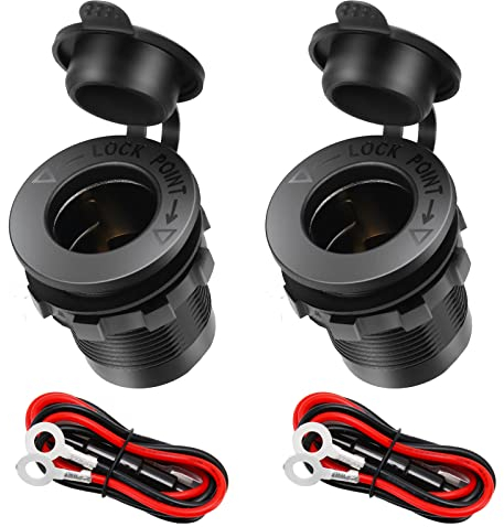 Thlevel 2 Stücke Auto Zigarettenanzünder Steckdose Wasserdicht Marine Grade Adapter mit 60cm Anschlusskabel KFZ Zigaretten Anzünder Buchse Stecker für 12V bis 24V DC Boot Motorrad