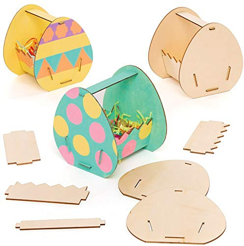 Baker Ross Korb-Bastelsets „Oster“ aus Holz - Bastelset für Kinder (4 Stück), AT444