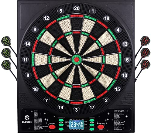 Dartscheibe Elektronisch 2023 Upgrade Elektronische Dartscheibe mit 6 Dartpfeile E Dartscheibe Innovativer Dartautomat mit Deutsche Stimme-Geeignet für Batterien/Adapter