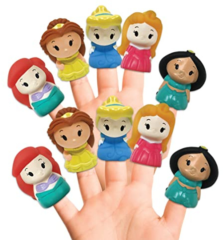Disney Princess 10 Pc Finger Puppet Set - Party Favors, Educational, Story Time, Floating Pool Toys, Beach Toys