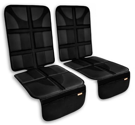 Huckaboo Car Seat Protectors for Child Seats, Padded Child Car Seat Protectors, 2 Pack, Black