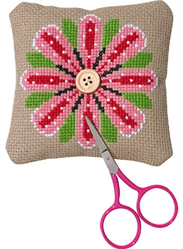 Permin Kreuzstich Stickpackung Nadelkissen Blume, Zählmuster, 11x11cm, 03-0328